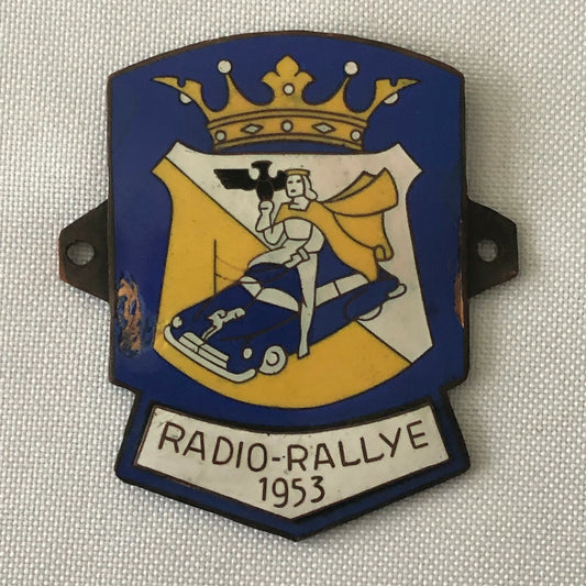 1953 Radio Rallye Dutch Car Club Enamel Rally Rallye Participant Badge Emblem 