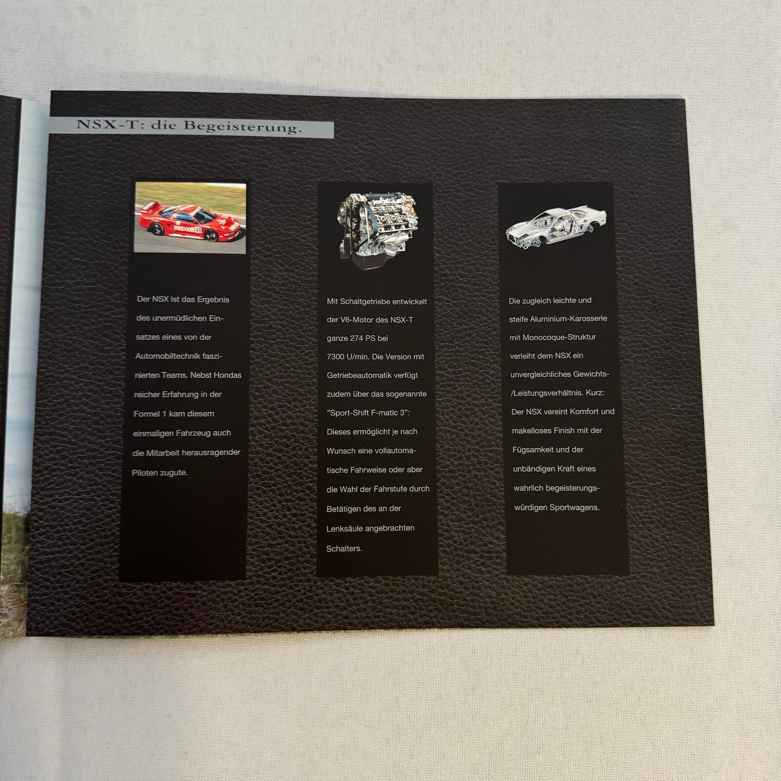 Honda NSX-T Car Sales Brochure Catalog Advertising GERMAN Text Acura NSX T NSXT