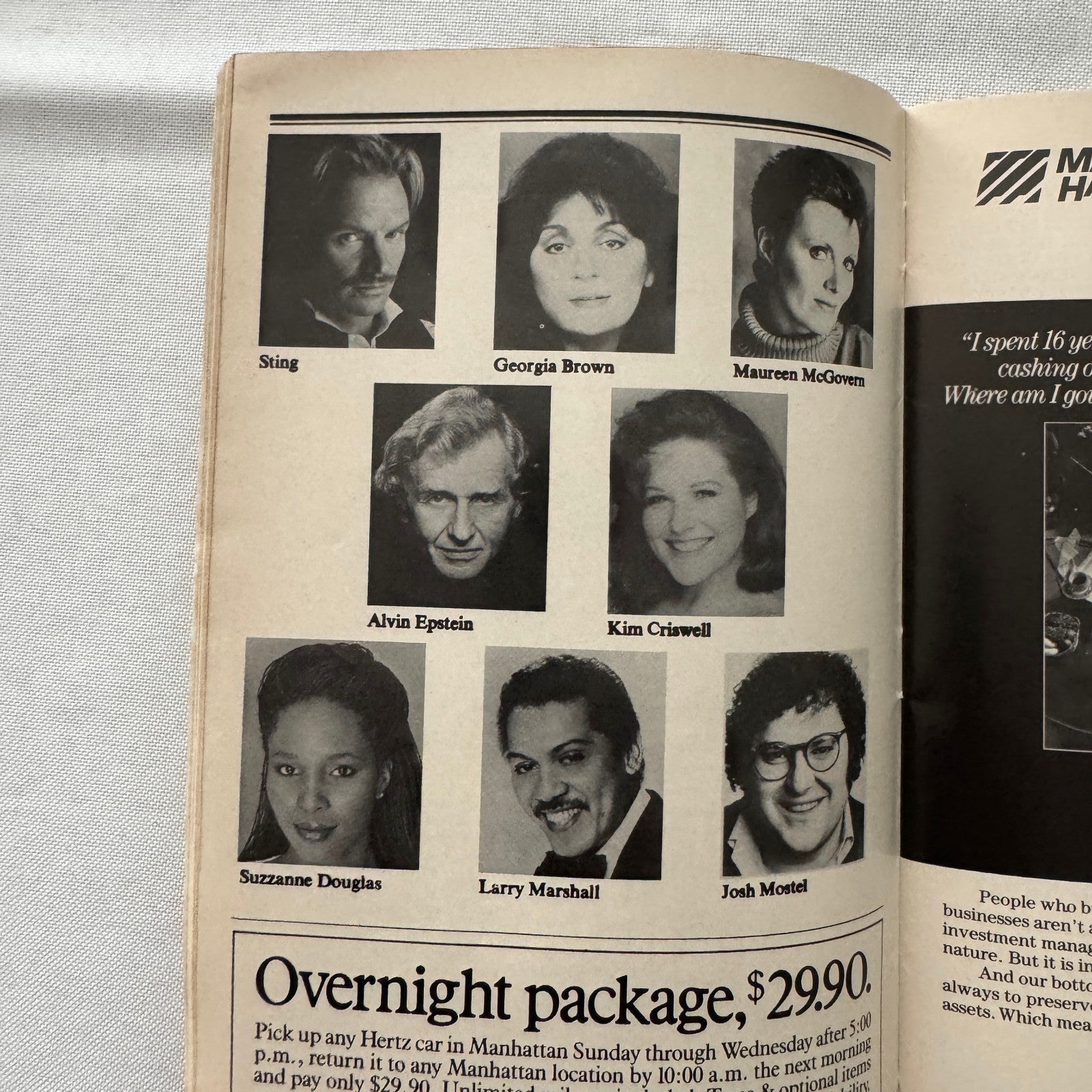 3 Penny Opera Cast Signed Playbill Autographed Sting Maureen McGovern 1989