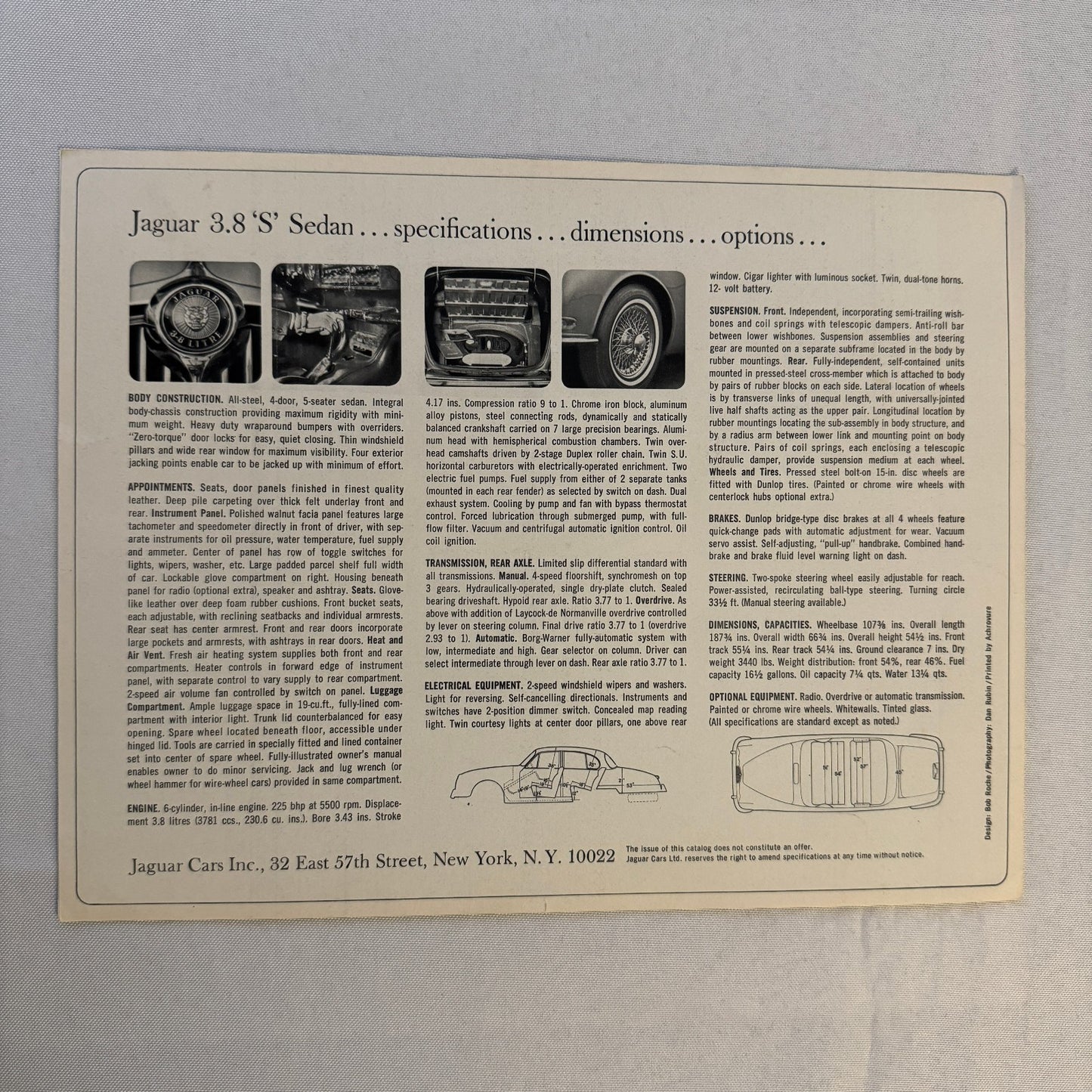 Jaguar 3.8 S Sedan Car Sales Brochure Catalog Advertising Vintage