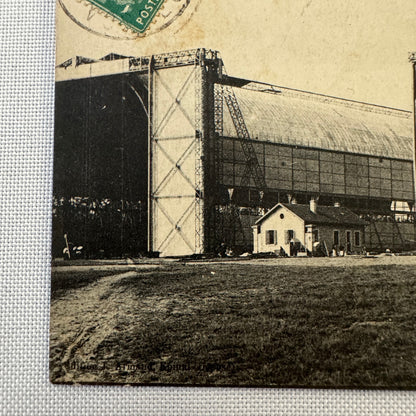 Vintage Zeppelin Airship Dirigible Postcard Post Card French Louvroie Hangar