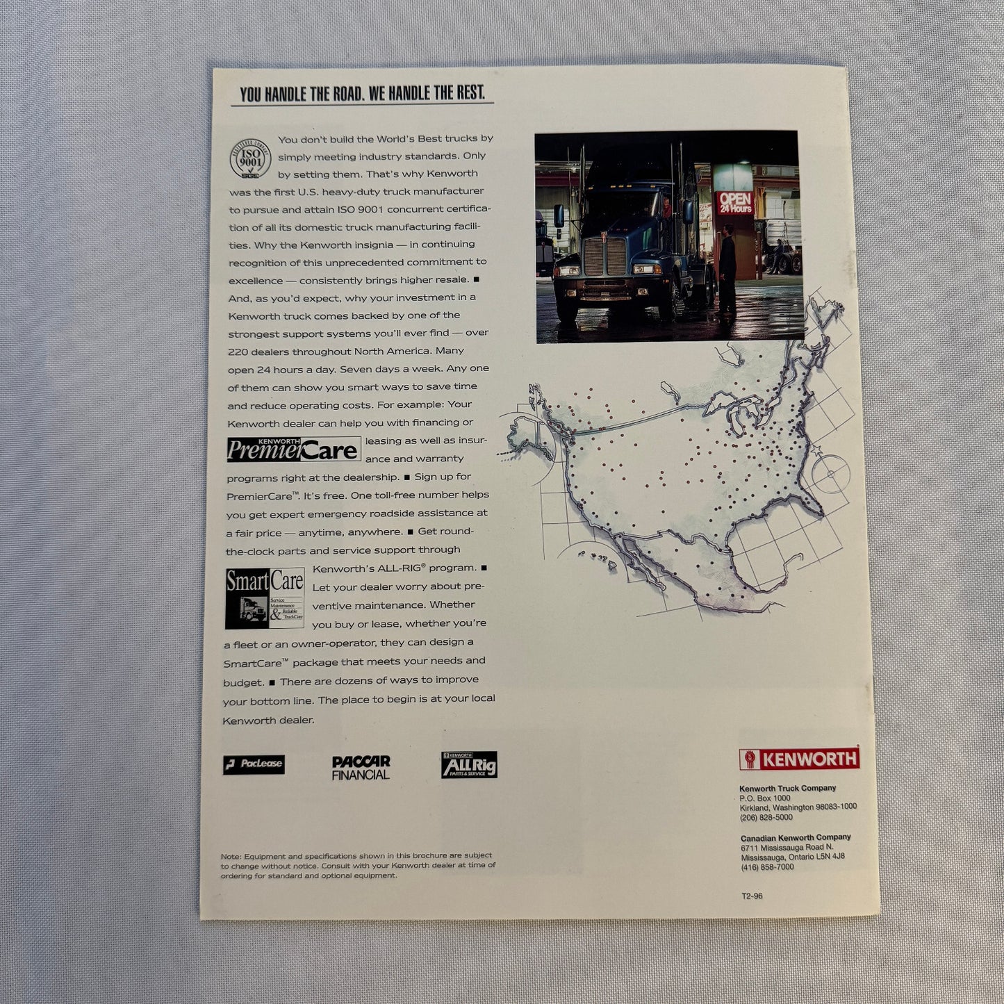 1996 Kenworth T2000 Truck Sales Brochure Catalog - Original