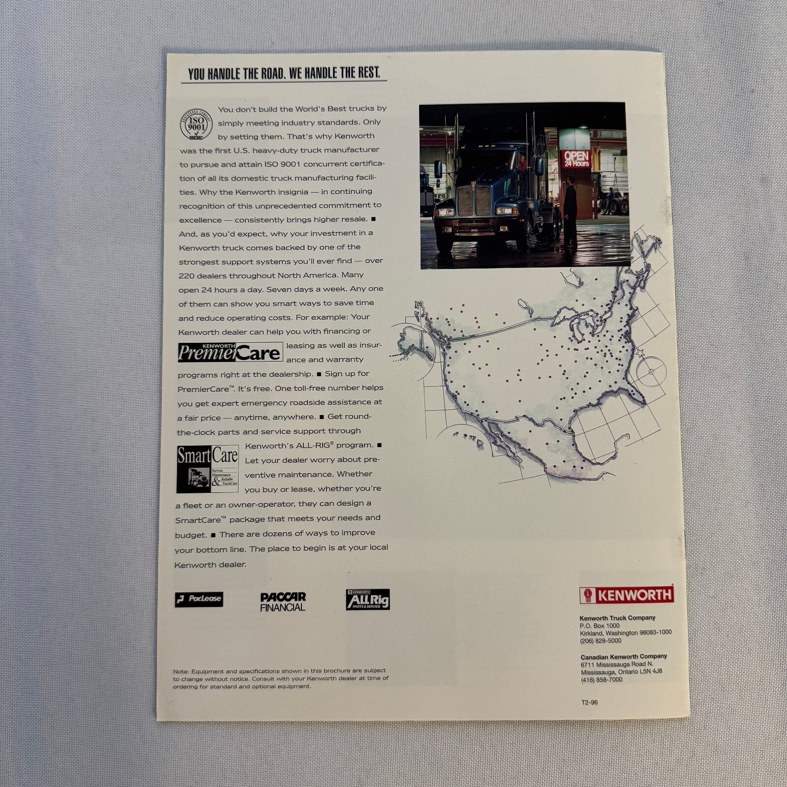 1996 Kenworth T2000 Truck Sales Brochure Catalog - Original