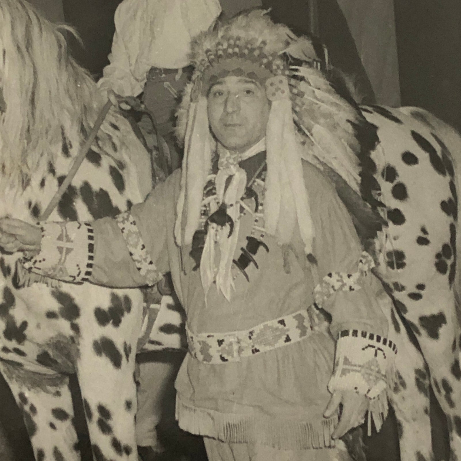 Native American Man with Woman Horse Photo Photograph Circus Vintage