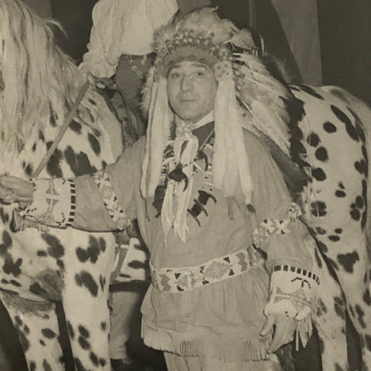 Native American Man with Woman Horse Photo Photograph Circus Vintage