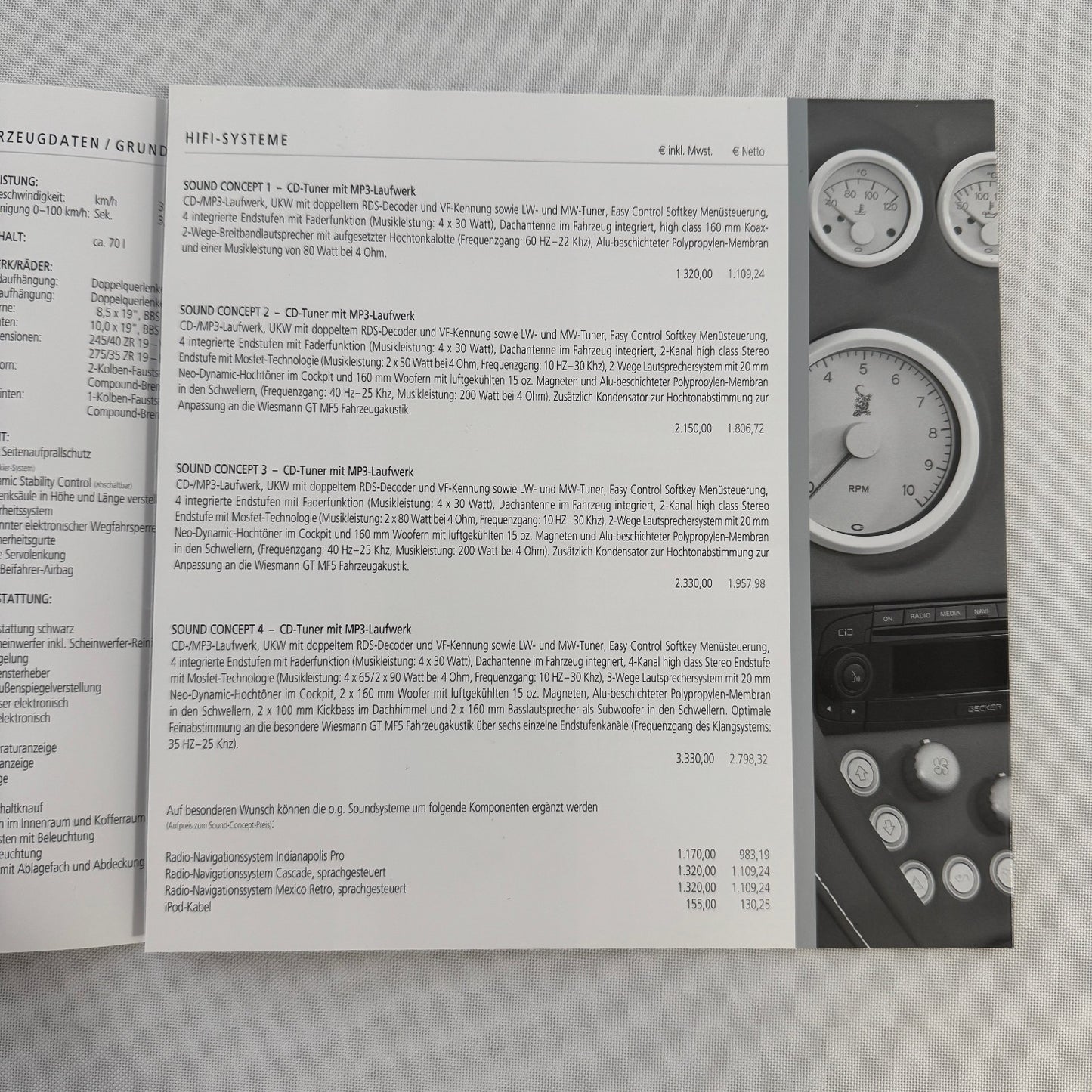 2009 Wiesmann Roadster MF5 Brochure Catalog Sports Car GERMAN Text