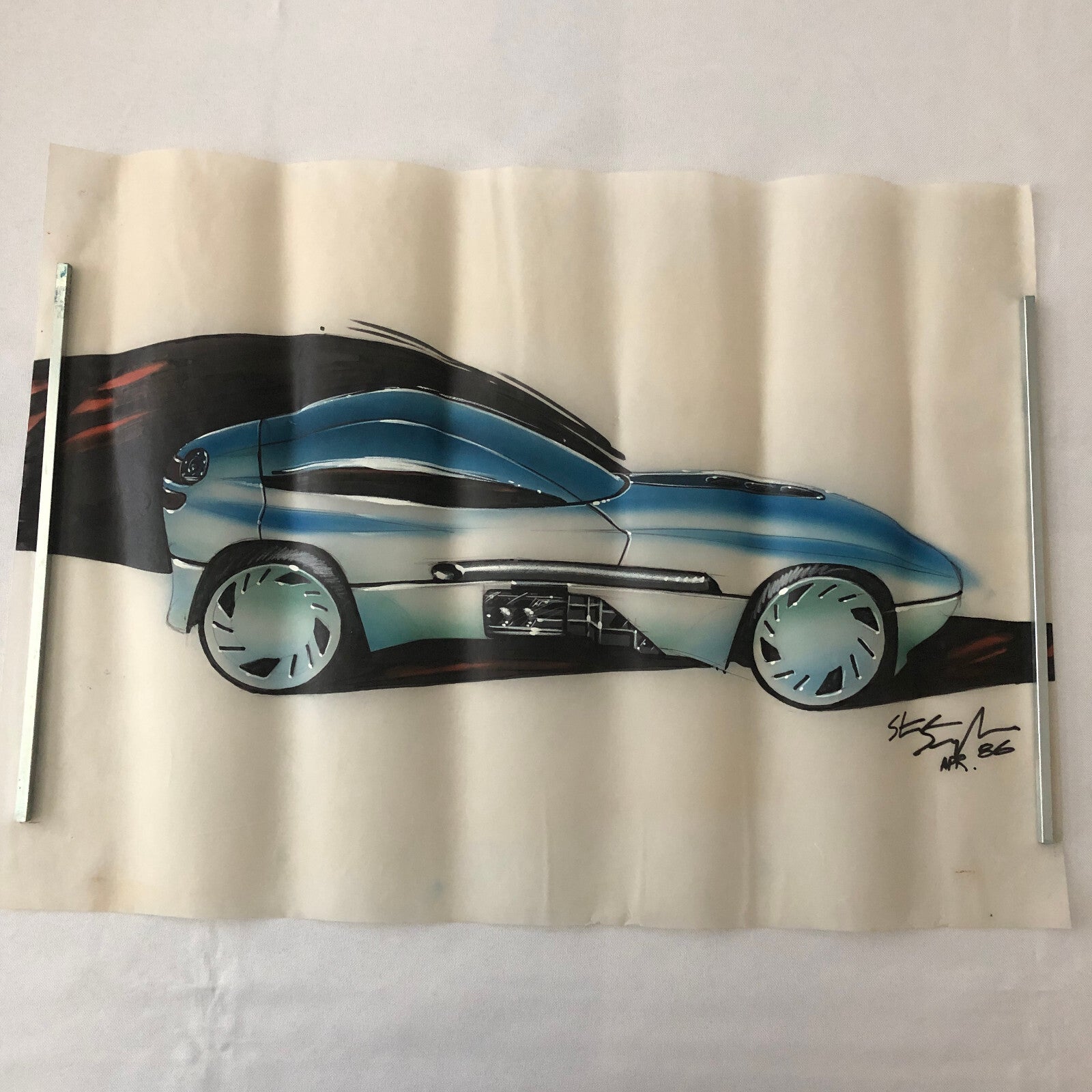 Car Styling Concept Illustration Art Drawing Sketch Vintage Original 1986