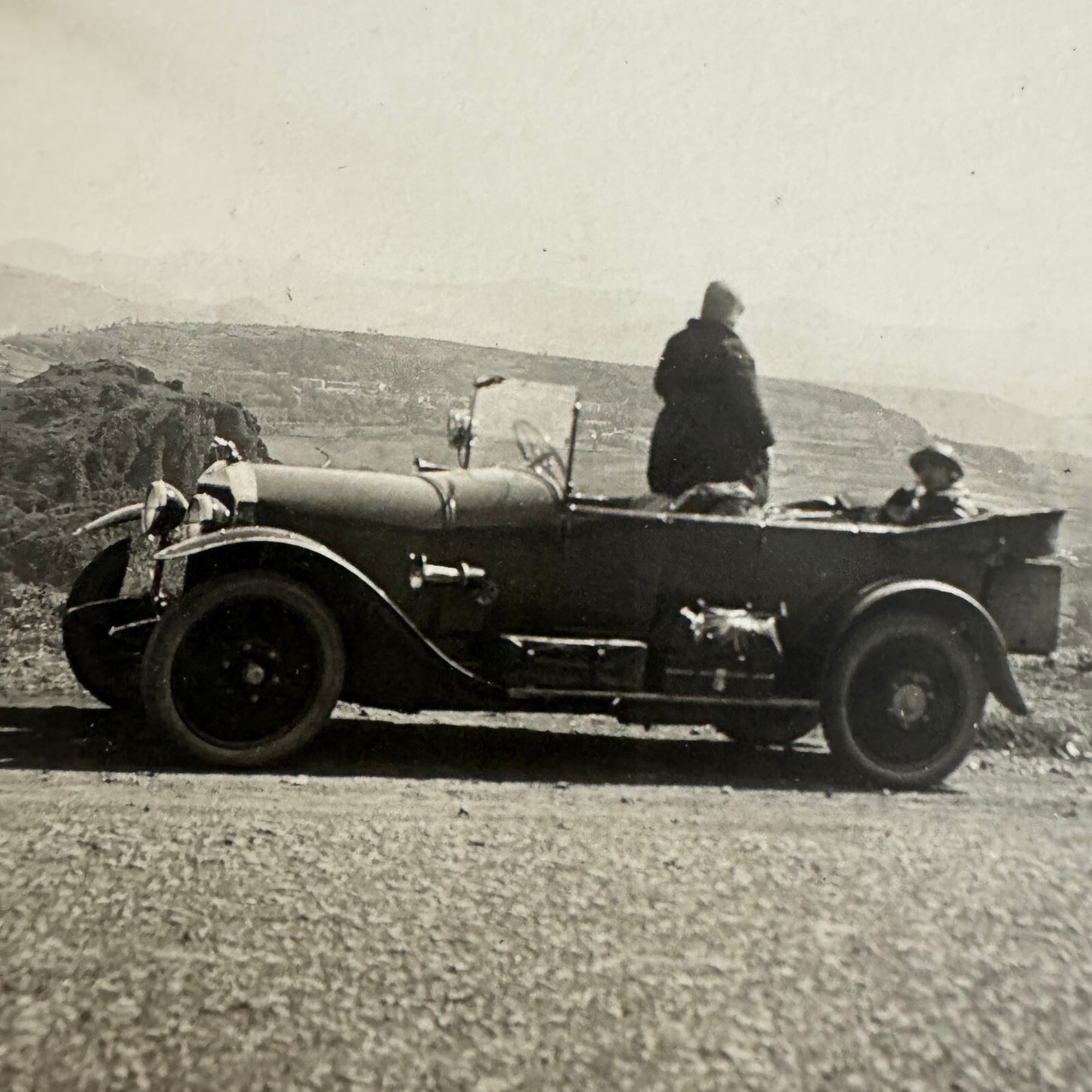 Vintage French Real Photo Postcard Post Card RPPC Automobile People Car