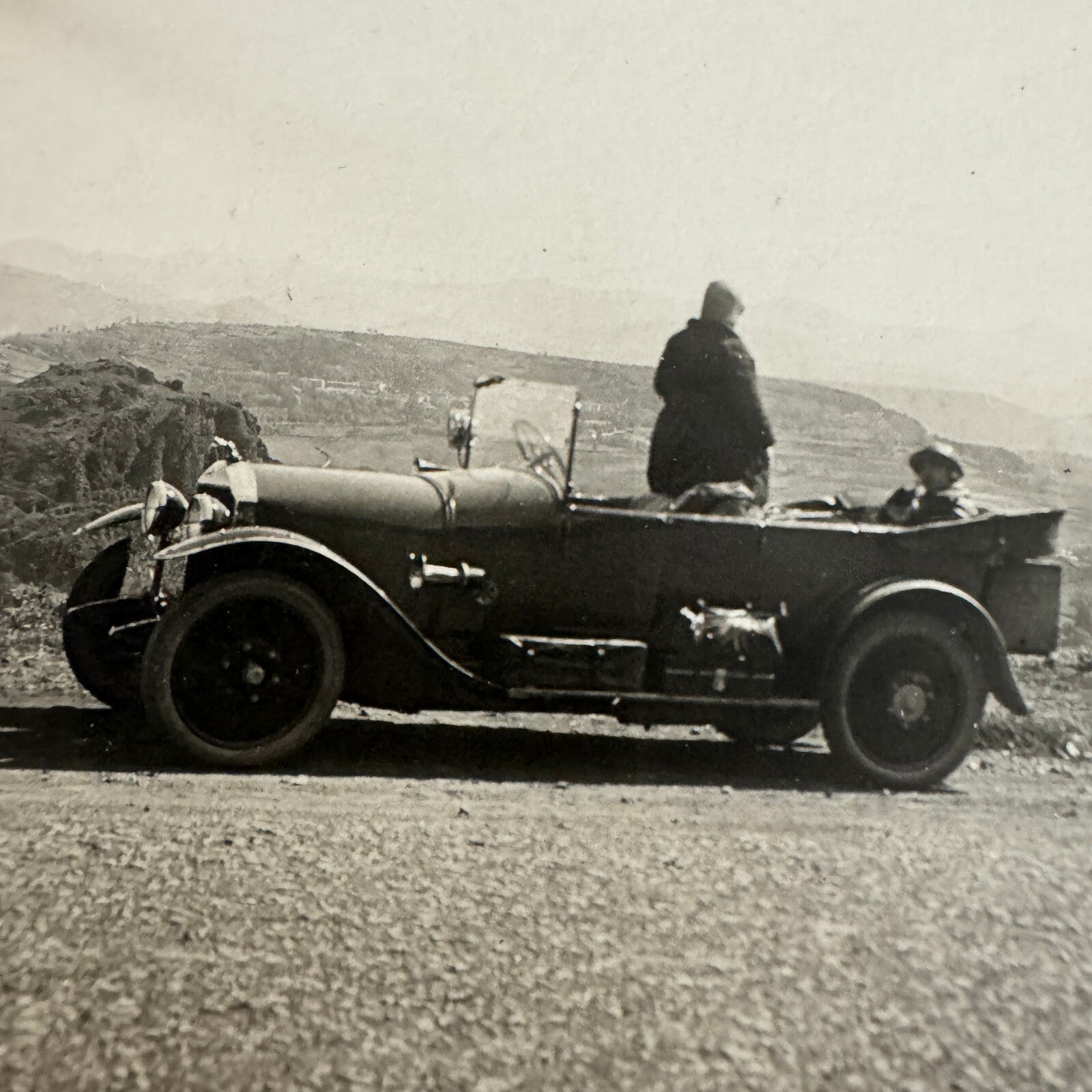 Vintage French Real Photo Postcard Post Card RPPC Automobile People Car