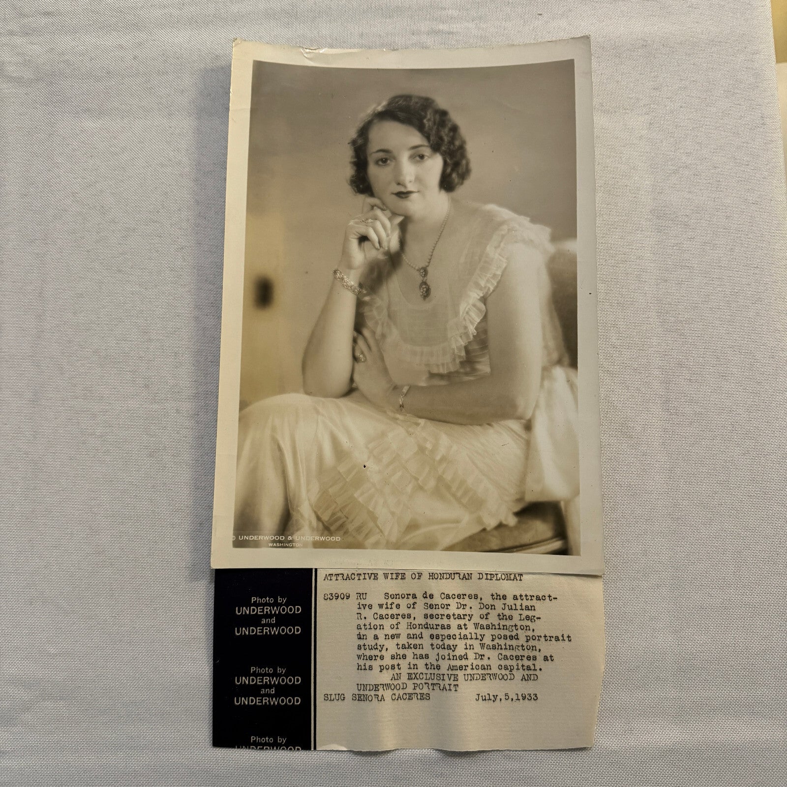 Vintage Press Photo Photograph Wife of Honduras Diplomat 1933 Honduran Caceres