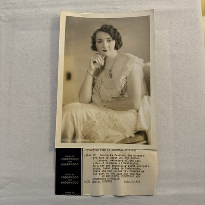 Vintage Press Photo Photograph Wife of Honduras Diplomat 1933 Honduran Caceres