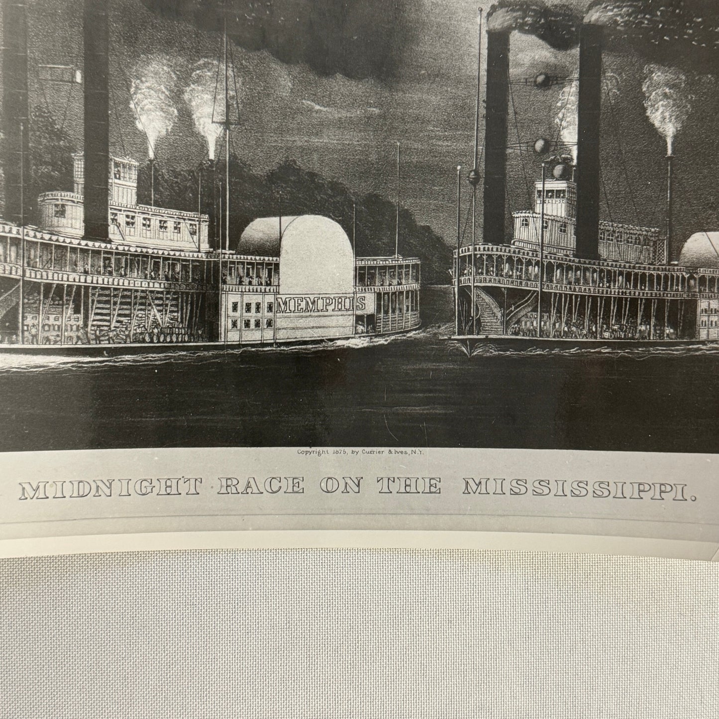 Vintage Photo Photograph Steamboat Boat Ship Mississippi Currier & Ives