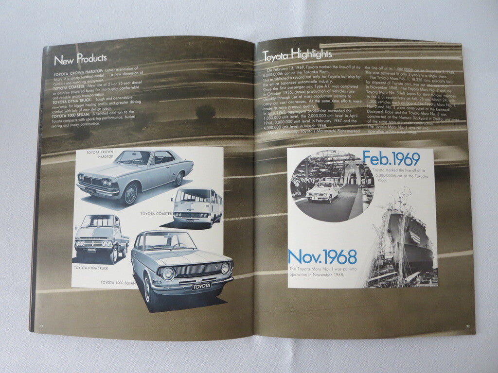 1968 - 1969 Toyota Corporate Annual Report Book Brochure - Corona Mark II Crown 