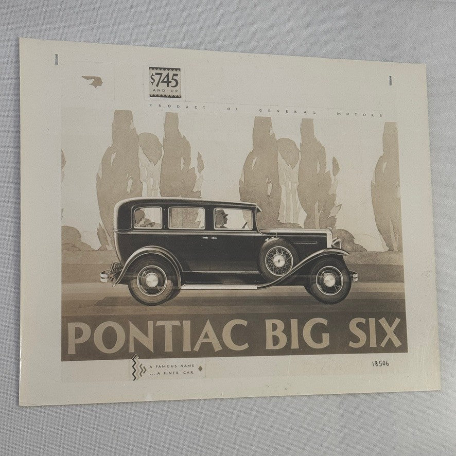 1930 Pontiac Big Six Advertising Photo Photograph Print
