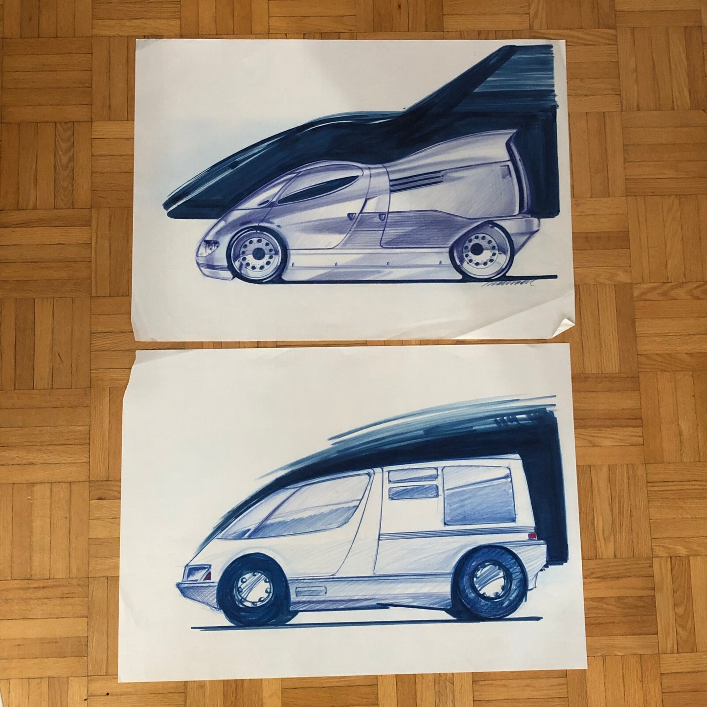 Car Styling Concept Illustration Art Drawing Sketch Vintage Lot 14x NOTTRODT Van