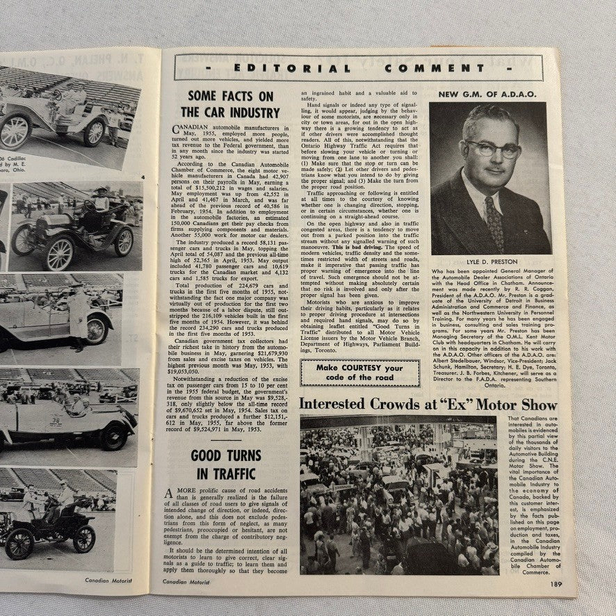 1955 Canadian Motorist Magazine CNE Motor Show Autoshow Glidden Tour September