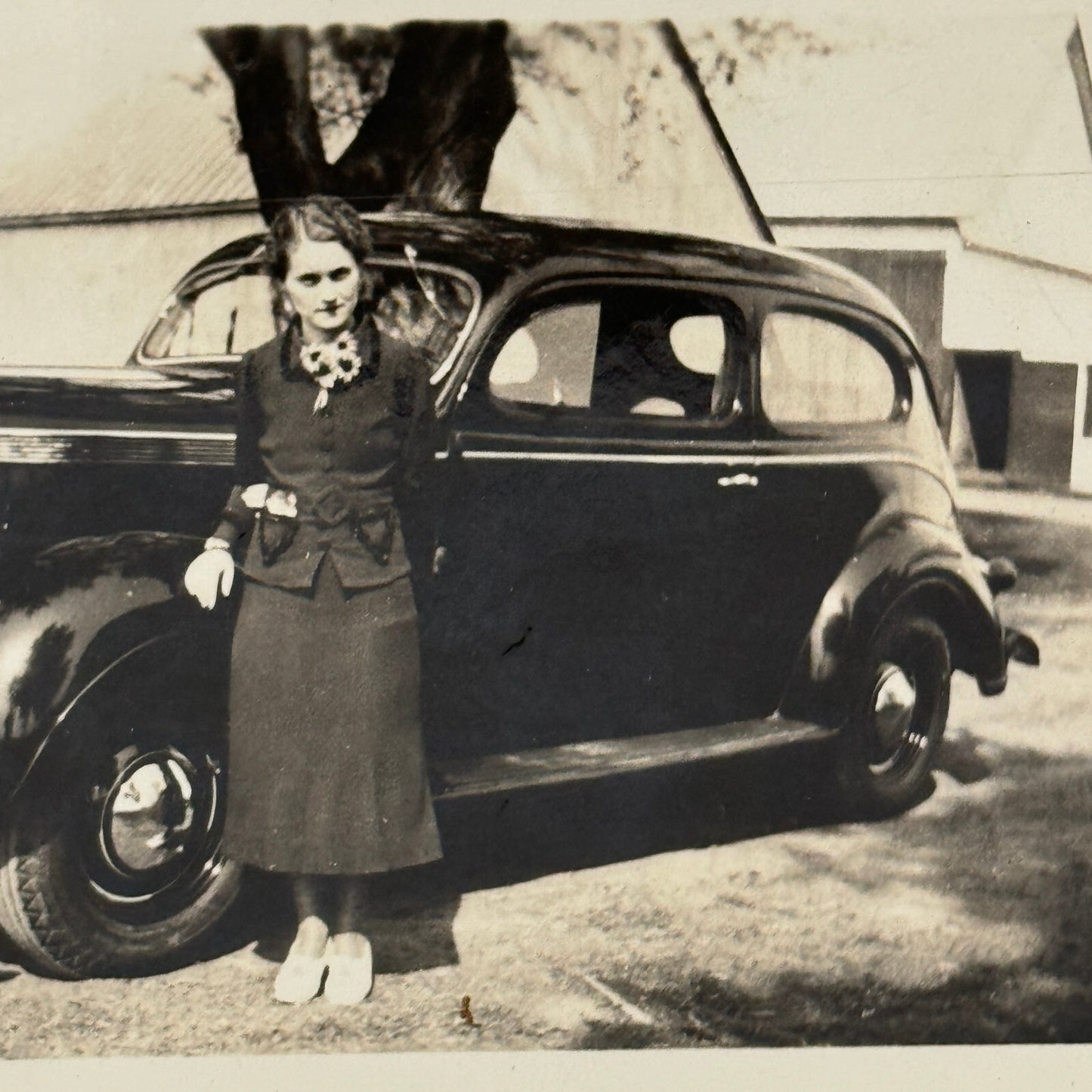 Vintage Car Automobile Snapshot Photo Photograph Woman with Car DS24 Quebec
