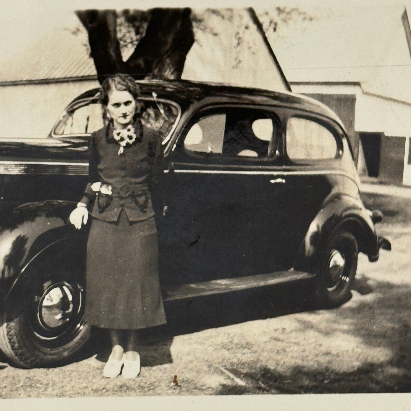 Vintage Car Automobile Snapshot Photo Photograph Woman with Car DS24 Quebec