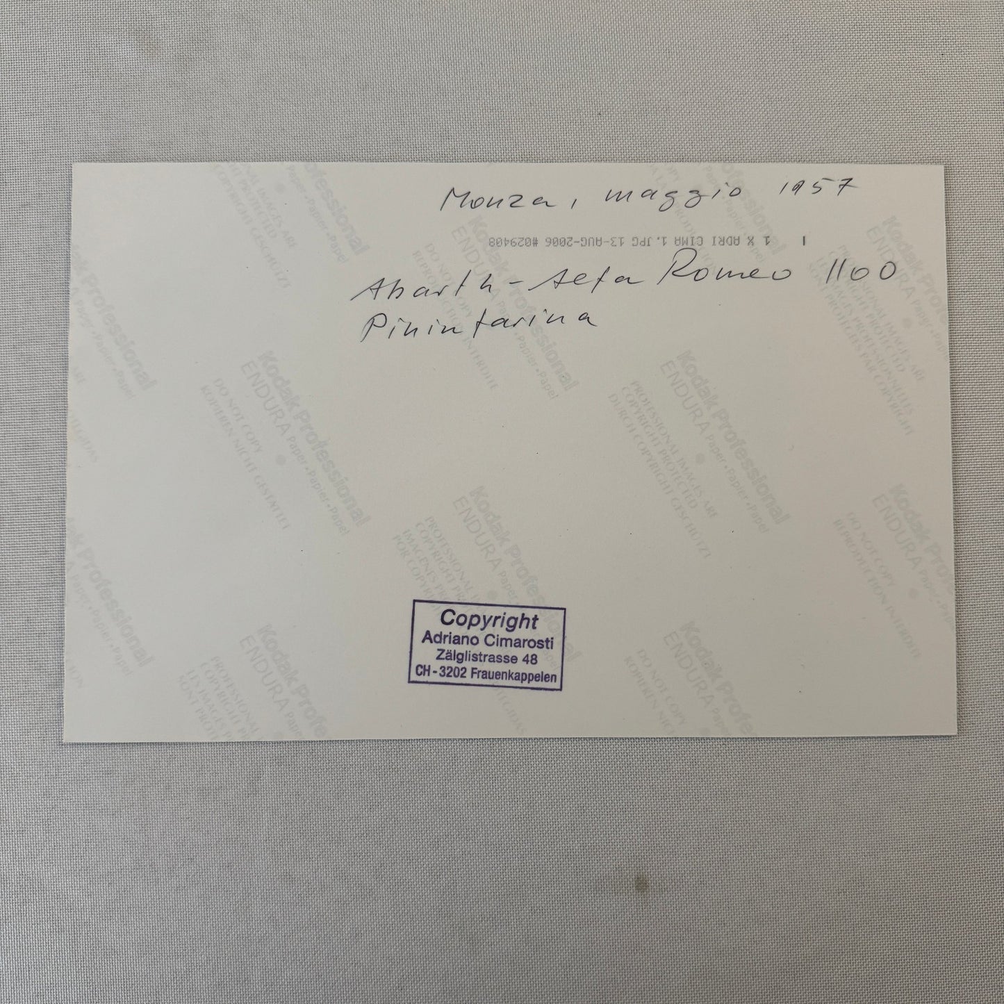 Abarth Alfa Romeo 1100 Pininfarina at Monza 1957 Vintage Photo Modern Print