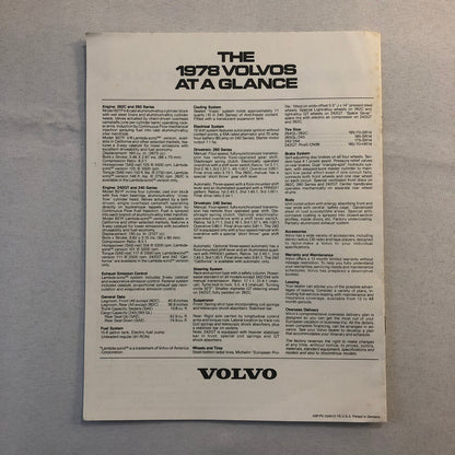 1979 Volvo 240 and 260 Series Sales Brochure Catalog Sedan Station Wagon
