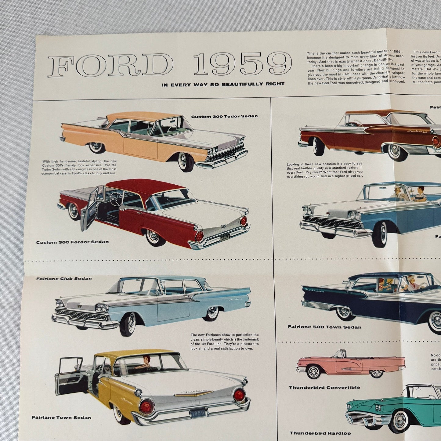 1959 Ford Car Sales Brochure Catalog Canadian Skyliner Sunliner Thunderbird +