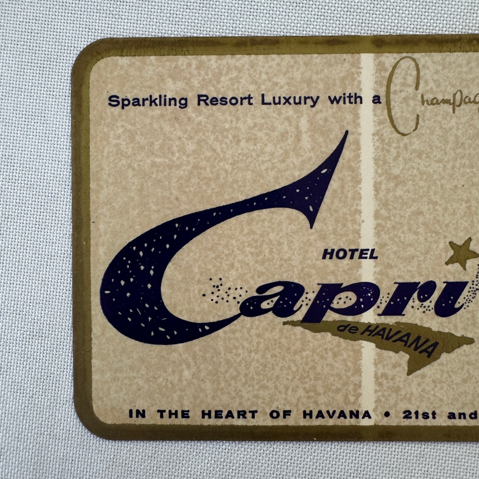 Vintage Hotel Travel Label Havana Cuba Hotel Capri Cuban
