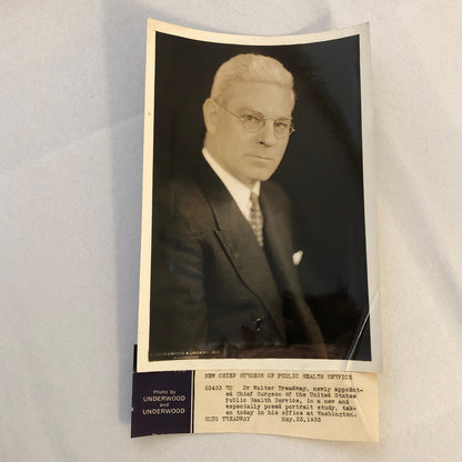 Press Photograph Photo Chief Surgeon Doctor Dr Walter Treadway 1933 Underwood
