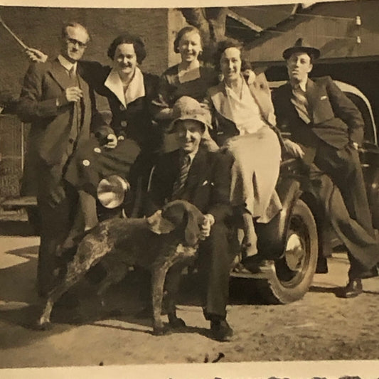 Vintage Photo Photograph People Dog Antique Car Automobile - Tag AL22SM2