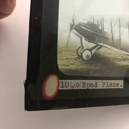 Antique Glass Plate Lantern Slide Early Airplane Aircraft Plane SPAD