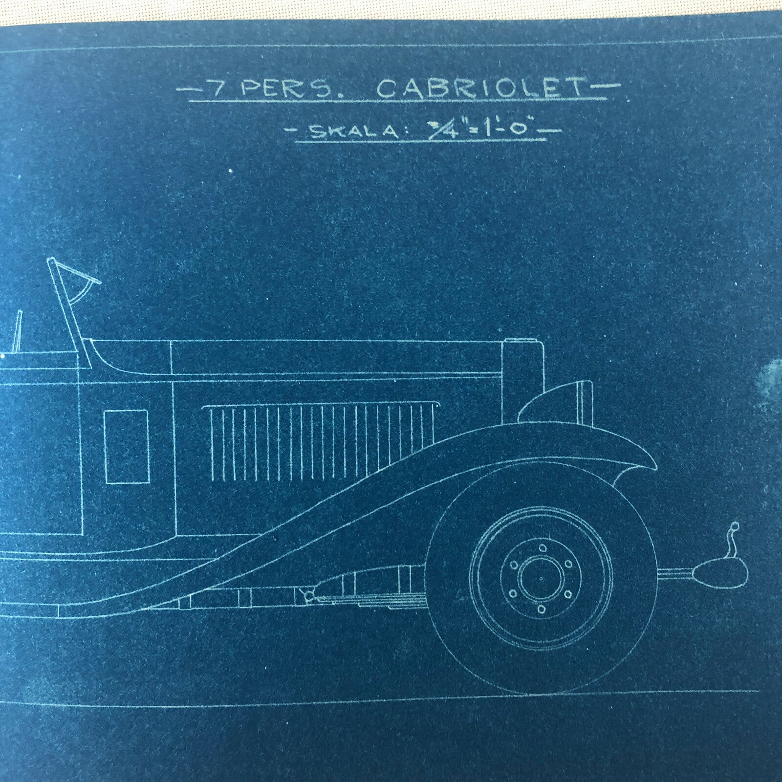1930 Coachbuilder Car Design Blueprint Rendering Blue Print Cabriolet Body Style