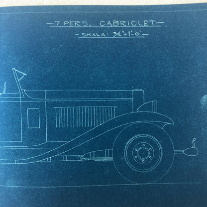 1930 Coachbuilder Car Design Blueprint Rendering Blue Print Cabriolet Body Style