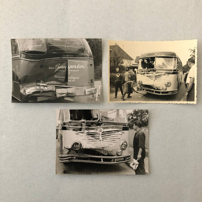 Vintage Bus Accident Wreck Photo Photograph Print Lot of 3 Germany 