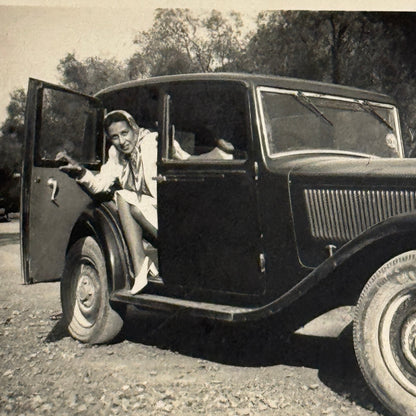 Vintage Photo Photograph Print Woman in Early Automobile Car Antique