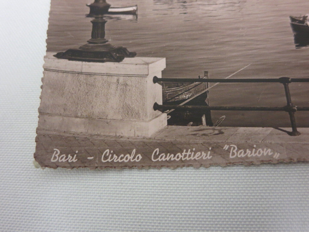 1952 Grand Prix Bari Stamp on Circolo Canottieri Barion Photo Postcard Post Card