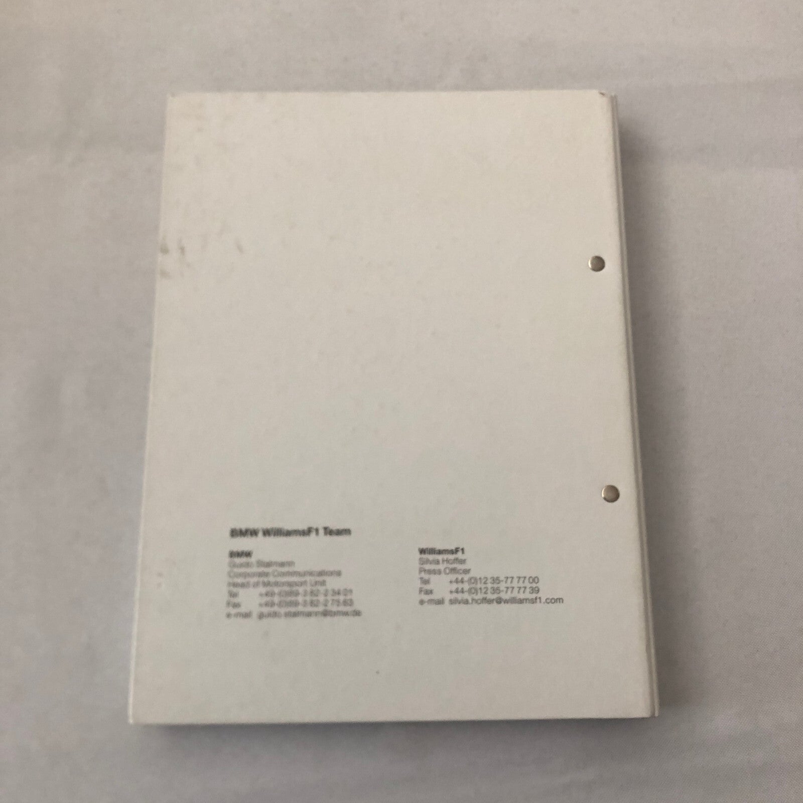 2001 BMW Williams F1 Team Press Kit Brochure Ralf Schumacher Juan Pablo Montoya