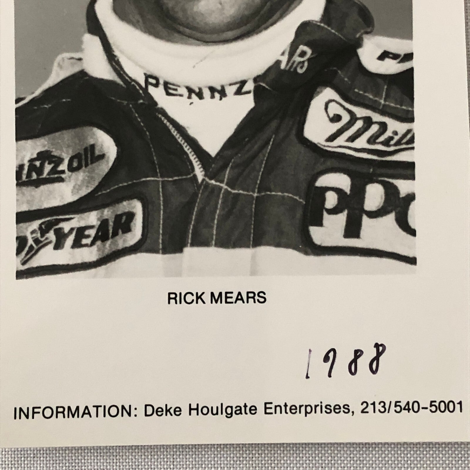 Vintage Indy Indianapolis Racing Photo Photograph Rick Mears Driver