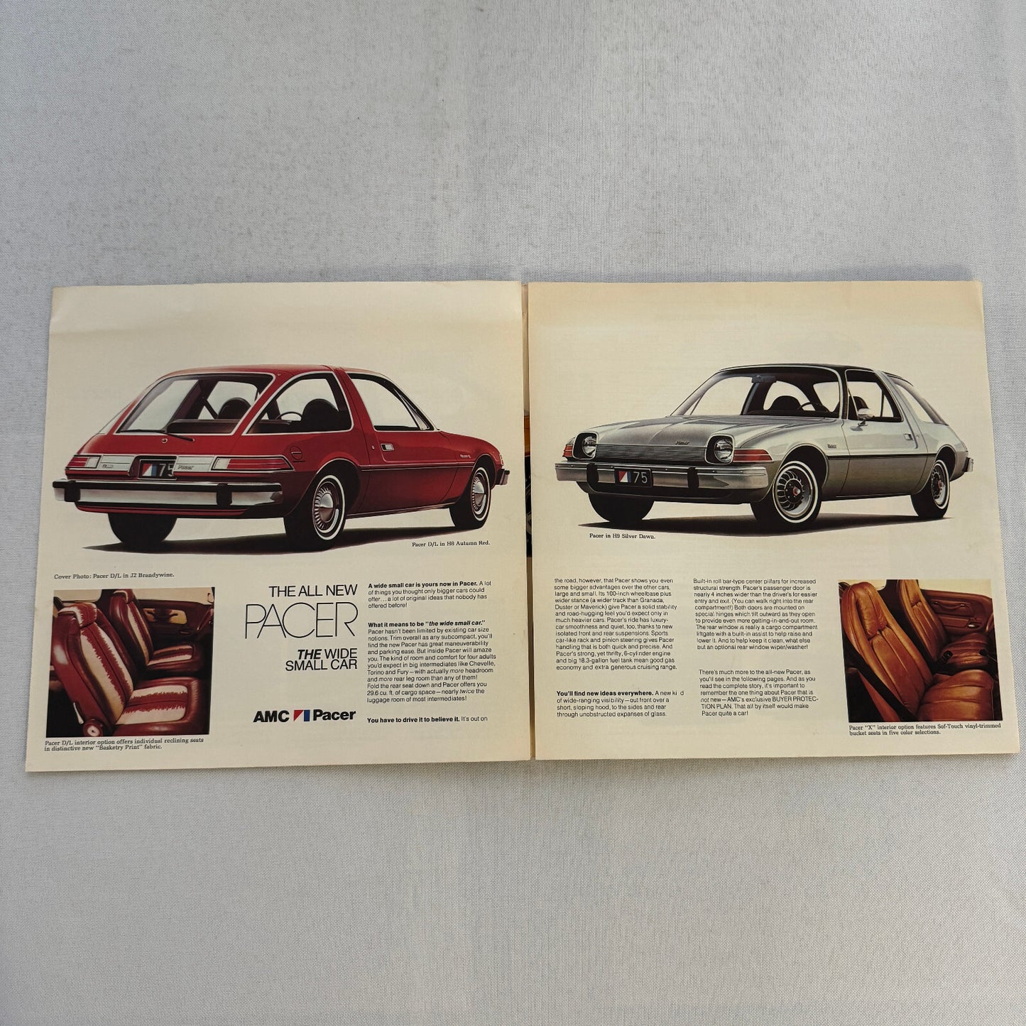 1975 AMC Pacer Car Sales Brochure Catalog American Motors Pacer X Advertising