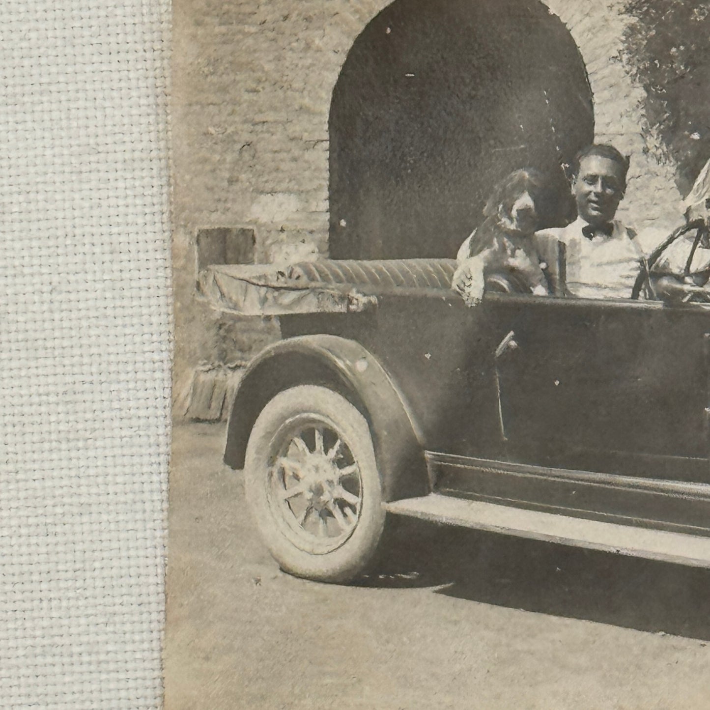 Vintage Photo Photograph Print Antique Car Man Dog 1927