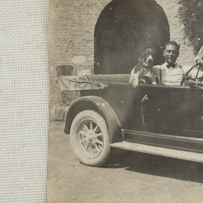 Vintage Photo Photograph Print Antique Car Man Dog 1927