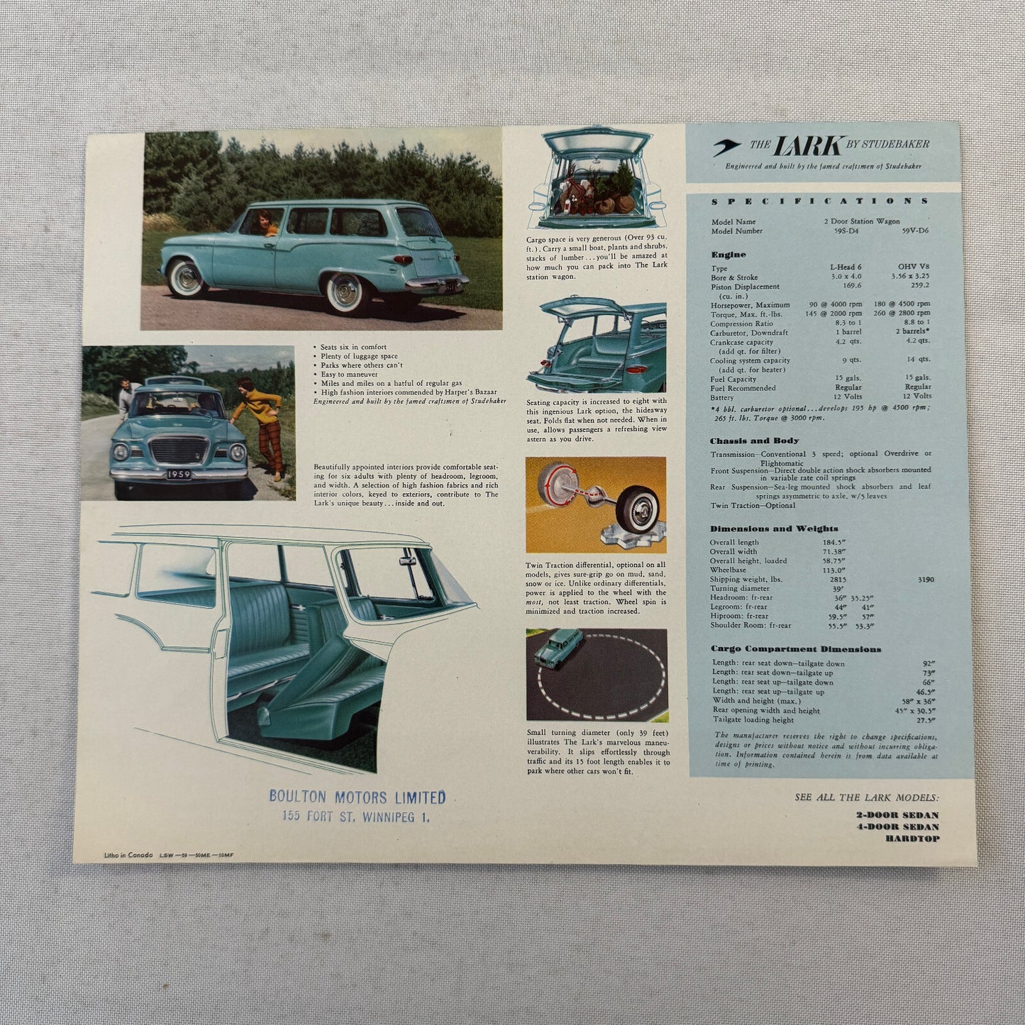 1959 Studebaker Lark Car Sales Brochure Catalog Vintage Advertising