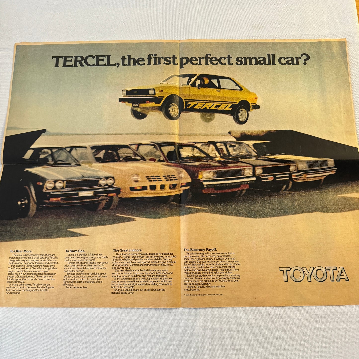 1980 Toyota Car Newspaper Insert Brochure Tercel SR5 Sedan Liftback Corolla