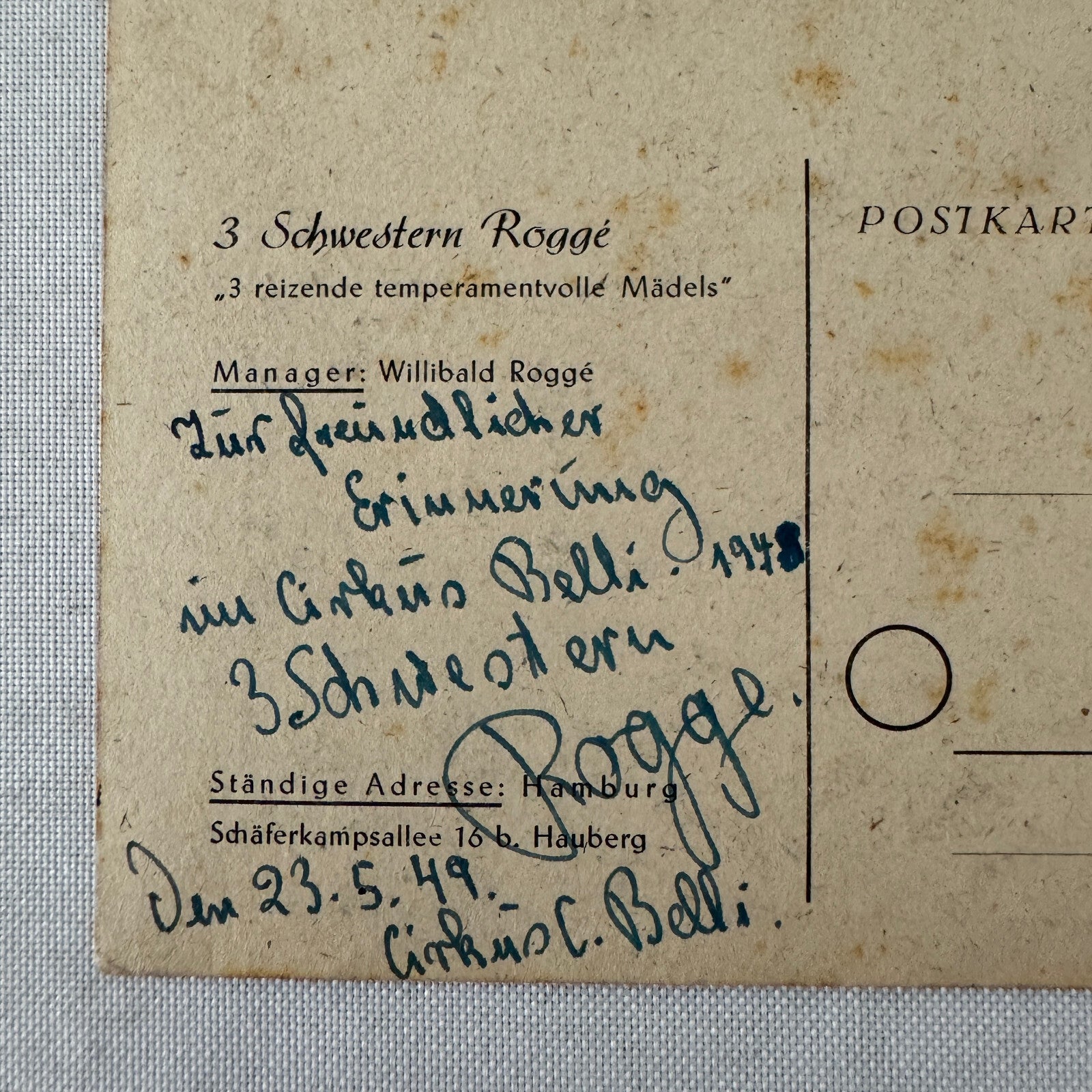 Vintage Circus Acrobat Balancing Act Tightrope Postcard German Text Post Card