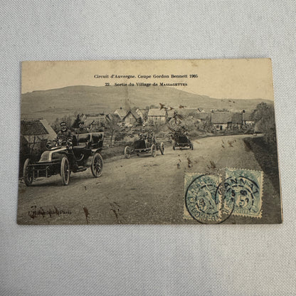 1905 Gordon Bennet Cup Circuit D'Auvergne Postcard Post Card Vintage Posted