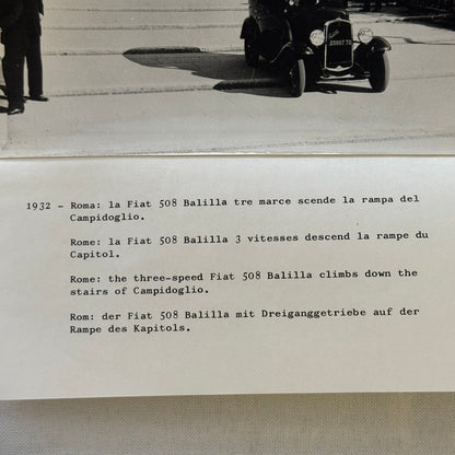 Vintage Fiat 508 Balilla at Campidoglio Photo Photograph Print with Caption