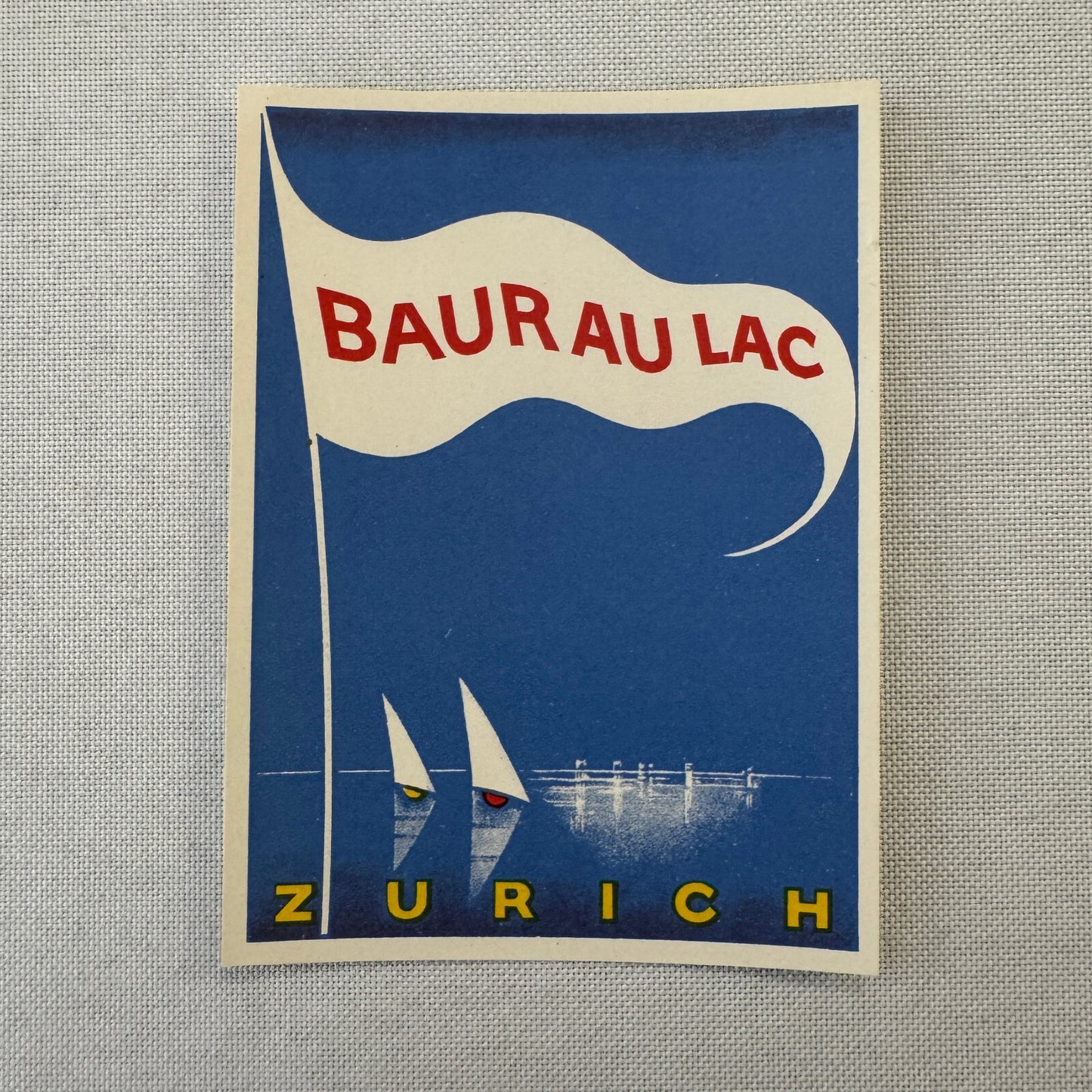 Vintage Travel Label Baur au Lac Zurich Switzerland Swiss