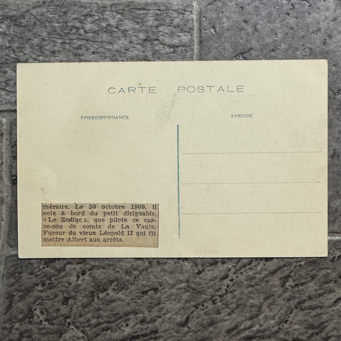 Vintage Zeppelin Airship Dirigible Postcard Post Card French 1909 Le Zodiac