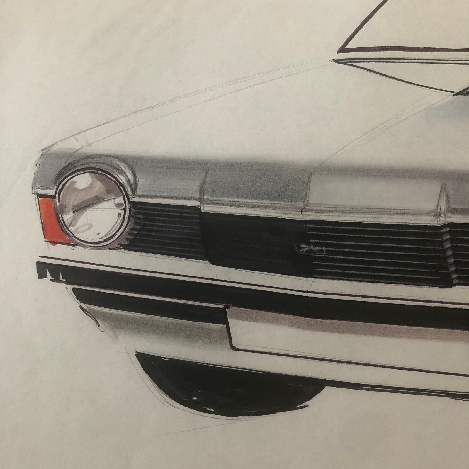 Vintage Concept Car Design Illustration Sketch Drawing Art Signed NOTTRODT