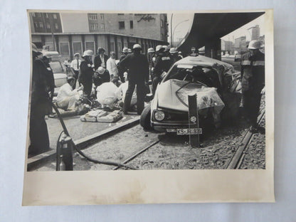 Vintage 1970s Photo Photograph Image Car Accident Wreck Paramedics Volkswagen