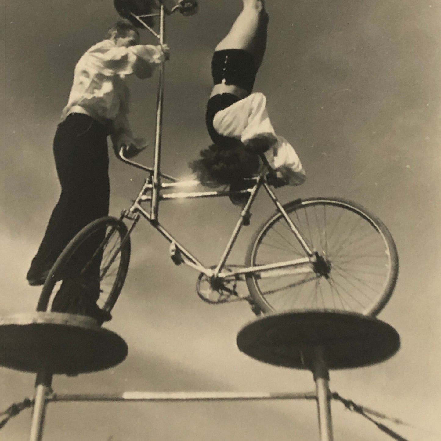 Circus Performer Bicycle Balancing Act Photo Photograph Vintage