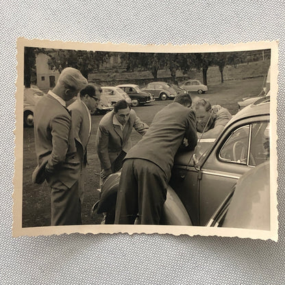 Vintage Photo Photograph Snapshot Men with VW Volkswagen Beetle Bug
